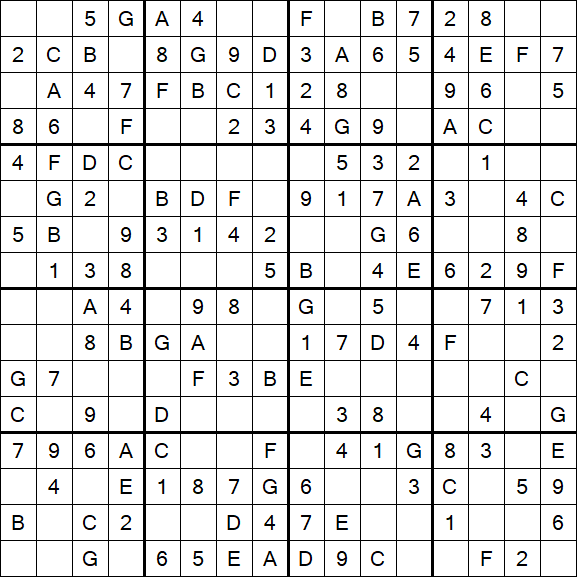 Sudoku 16x16 - Einfach
