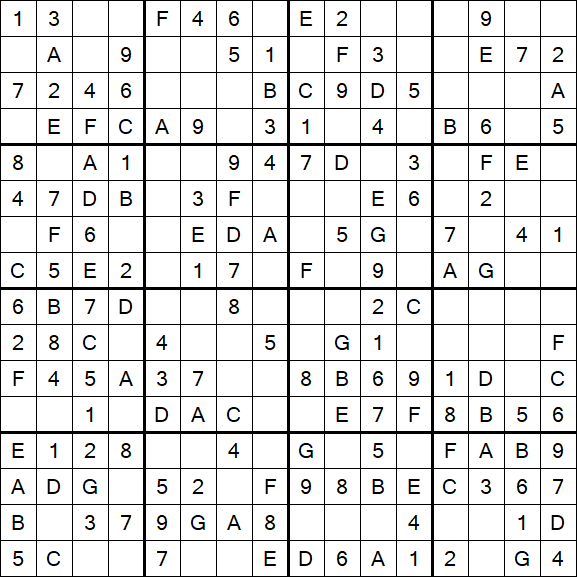 Sudoku 16x16 - Simple