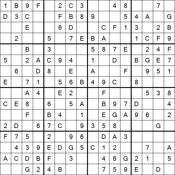 Sudoku 16x16 - Einfach