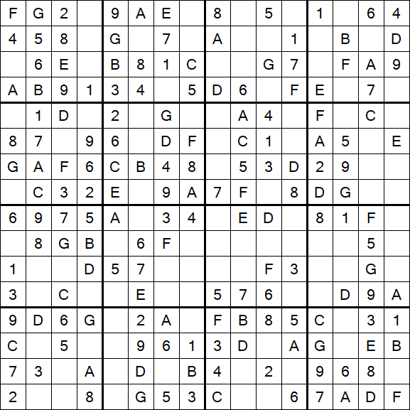 Sudoku 16x16 - Simple