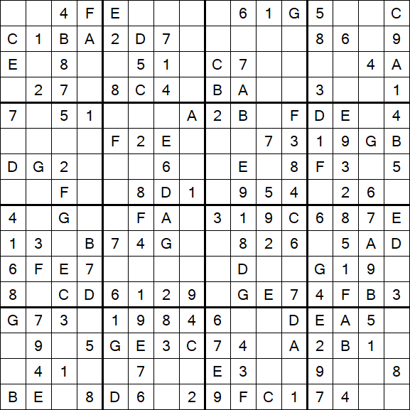 Sudoku 16x16 - Easy