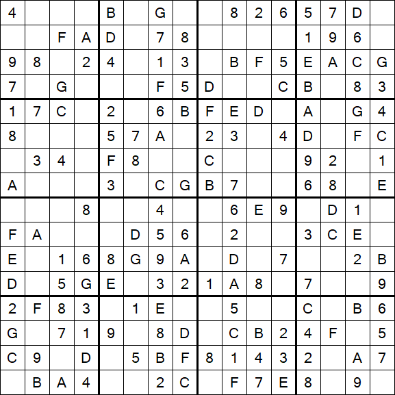 Sudoku 16x16 - Simple