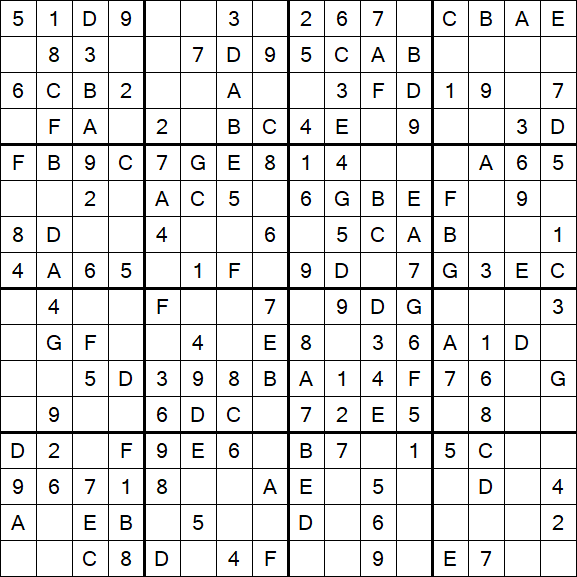 Sudoku 16x16 - Simple