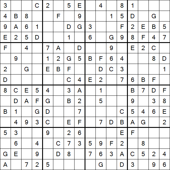 Sudoku 16x16 - Simple