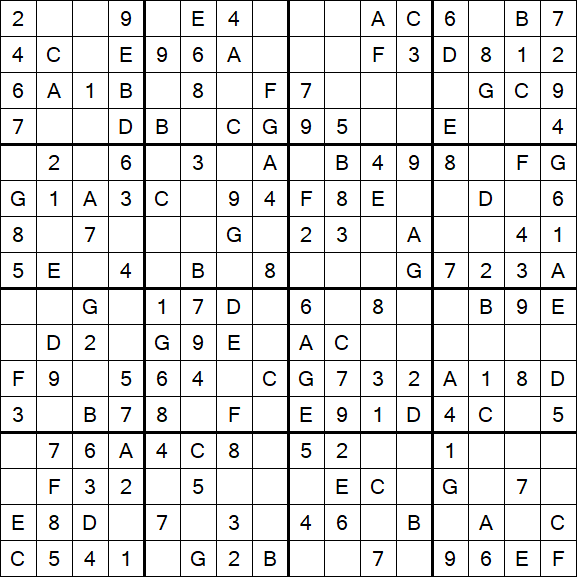 Sudoku 16x16 - Easy