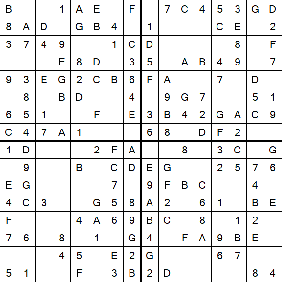 Sudoku 16x16 - Simple
