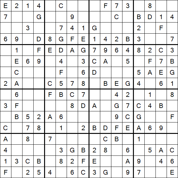 Sudoku 16x16 - Simple