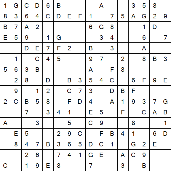 Sudoku 16x16 - Simple