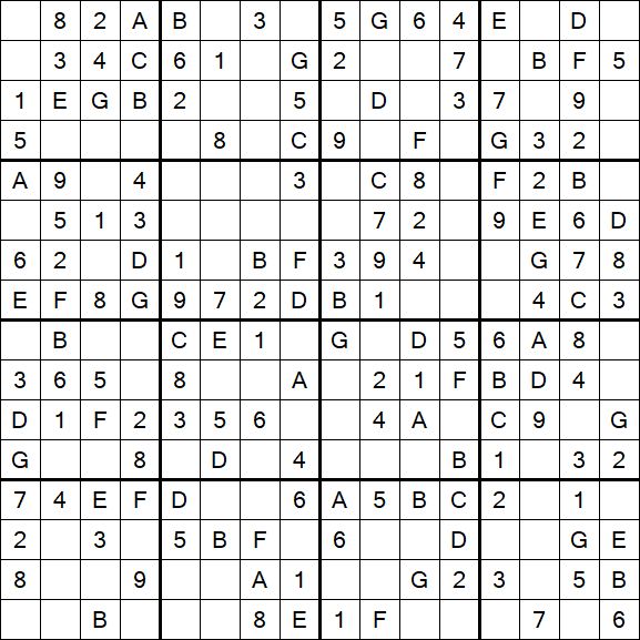 Sudoku 16x16 - Simple