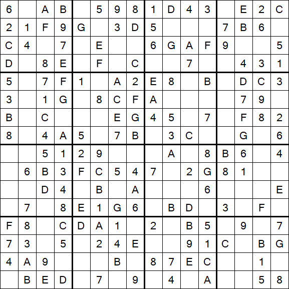 Sudoku 16x16 - Simple