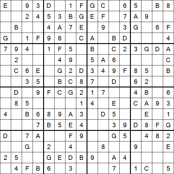Sudoku 16x16 - Simple