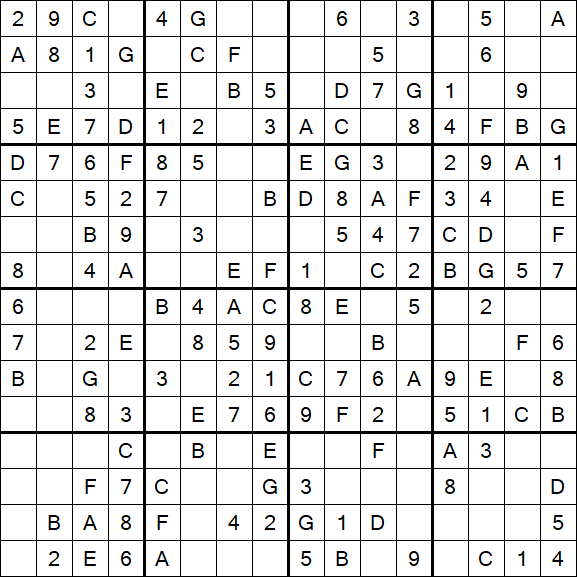 Sudoku 16x16 - Simple