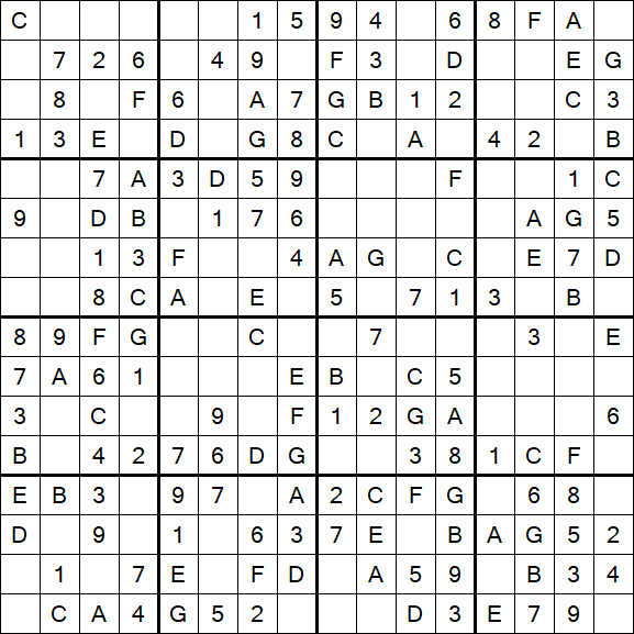 Sudoku 16x16 - Simple