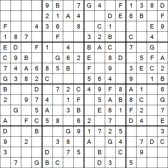 Sudoku 16x16 - Simple