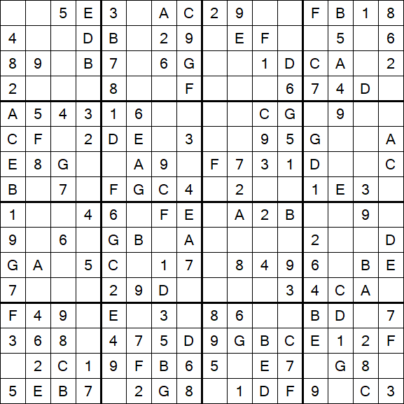 Sudoku 16x16 - Simple