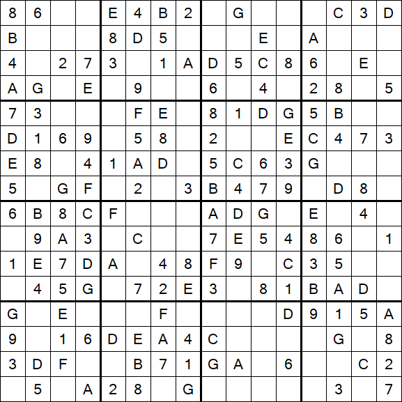 Sudoku 16x16 - Simple