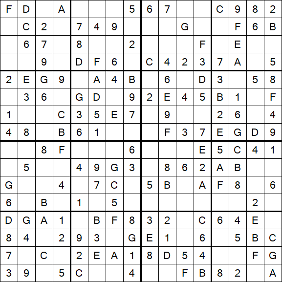 Sudoku 16x16 - Simple