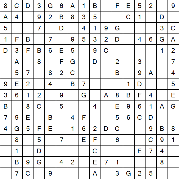 Sudoku 16x16 - Simple
