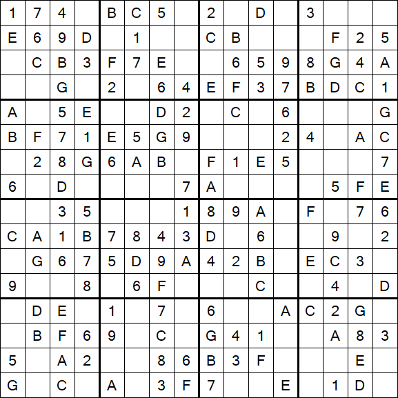 Sudoku 16x16 - Simple