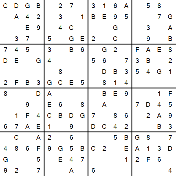 Sudoku 16x16 - Einfach