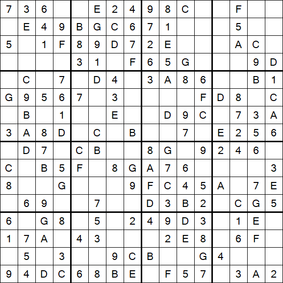 Sudoku 16x16 - Simple