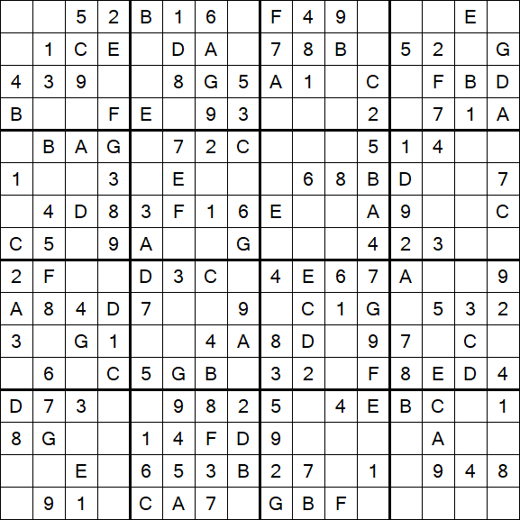 Sudoku 16x16 - Simple