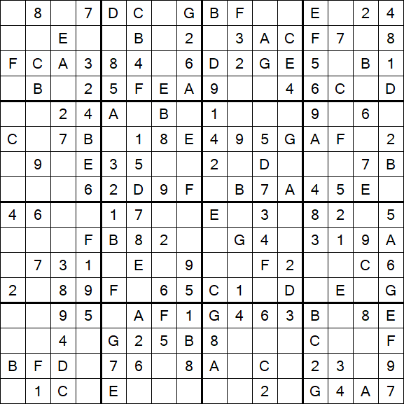 Sudoku 16x16 - Simple