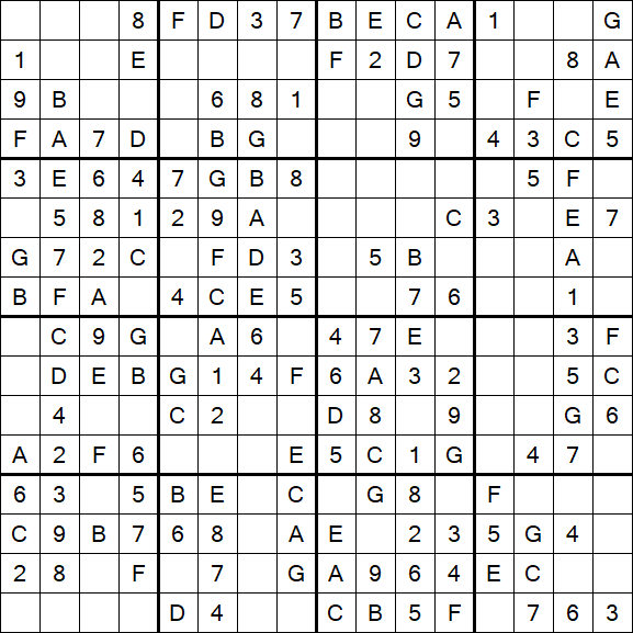 Sudoku 16x16 - Simple
