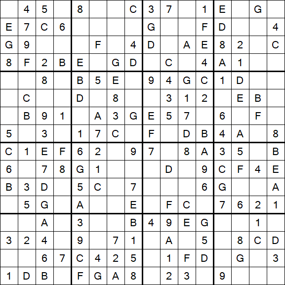 Sudoku 16x16 - Simple
