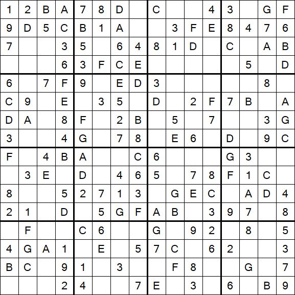 Sudoku 16x16 - Simple