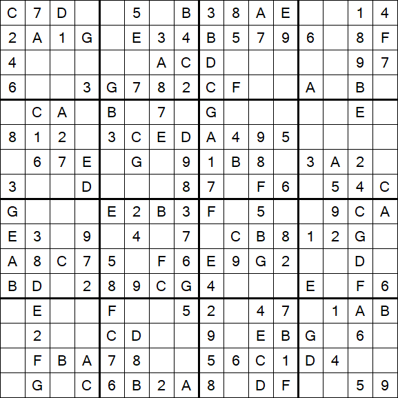 Sudoku 16x16 - Einfach