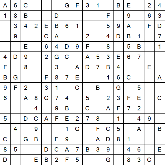 Sudoku 16x16 - Simple