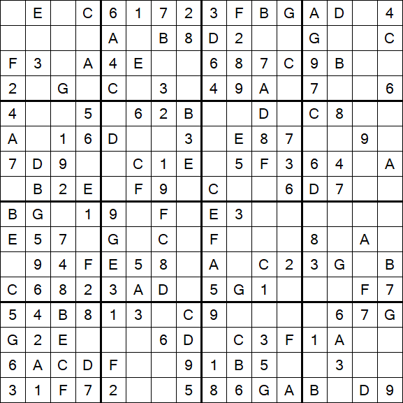 Sudoku 16x16 - Simple