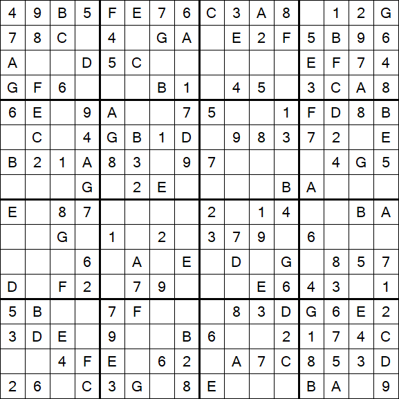Sudoku 16x16 - Simple