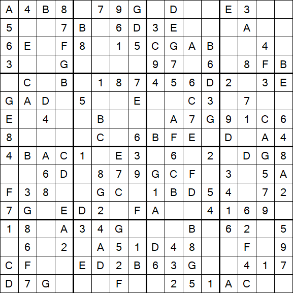 Sudoku 16x16 - Simple