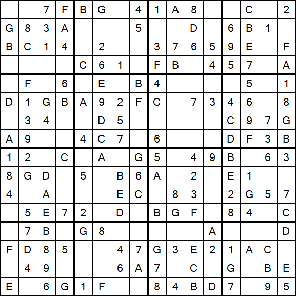Sudoku 16x16 - Simple