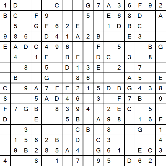 Sudoku 16x16 - Simple
