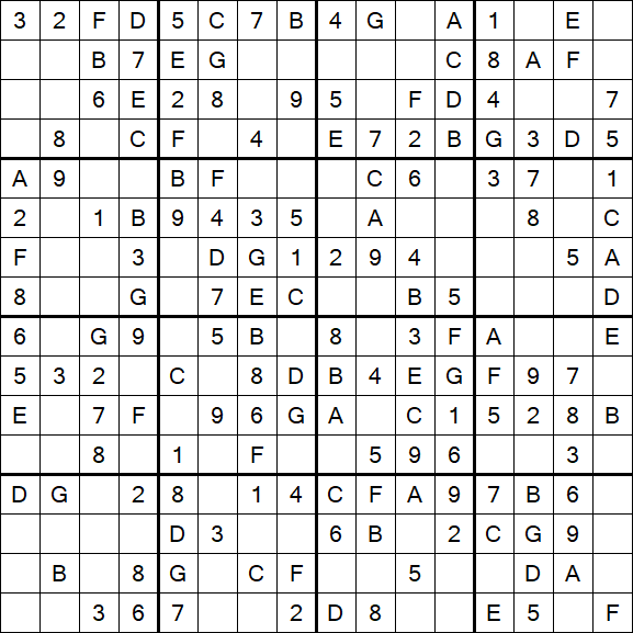 Sudoku 16x16 - Simple