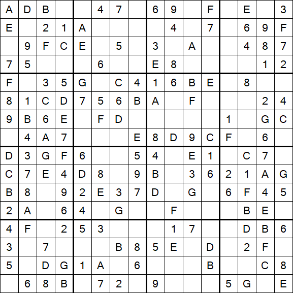 Sudoku 16x16 - Einfach