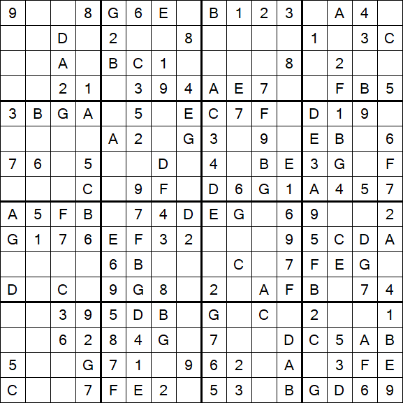 Sudoku 16x16 - Simple