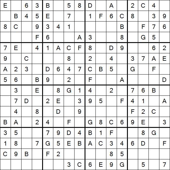 Sudoku 16x16 - Simple
