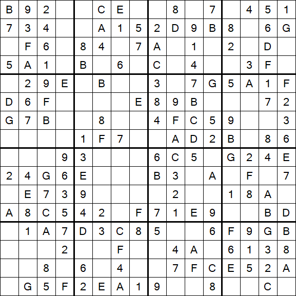 Sudoku 16x16 - Simple