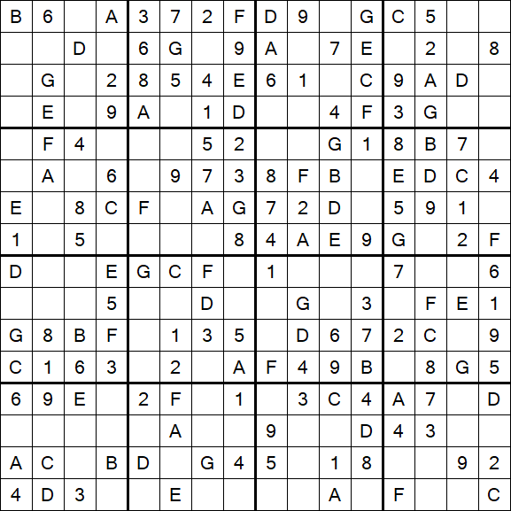 Sudoku 16x16 - Simple