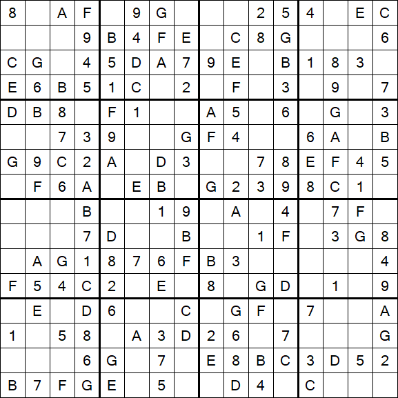Sudoku 16x16 - Simple
