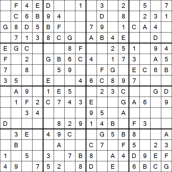Sudoku 16x16 - Einfach