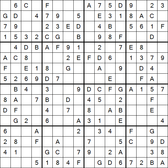 Sudoku 16x16 - Simple