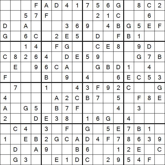Sudoku 16x16 - Simple