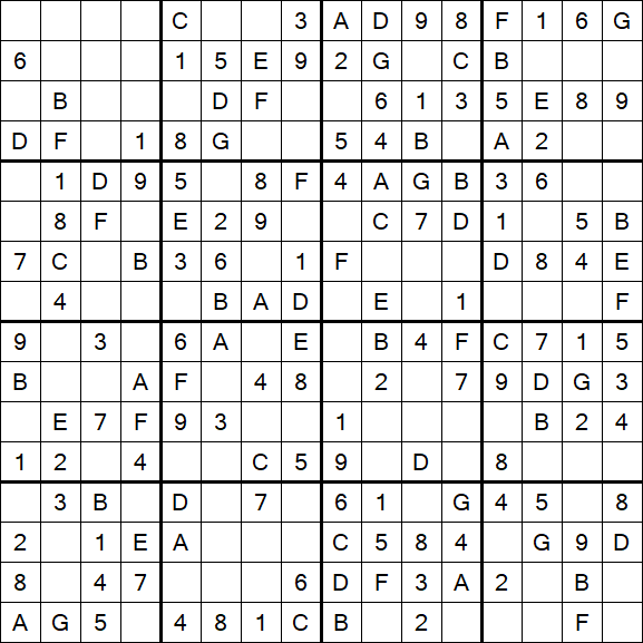 Sudoku 16x16 - Simple