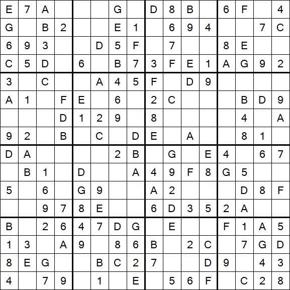 Sudoku 16x16 - Simple