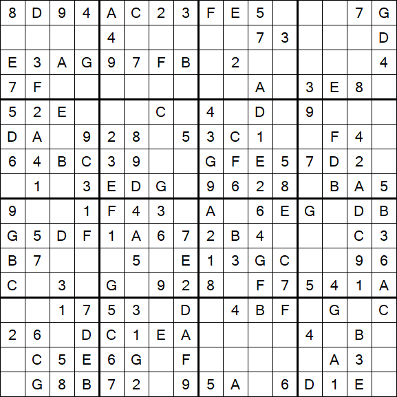 Sudoku 16x16 - Simple